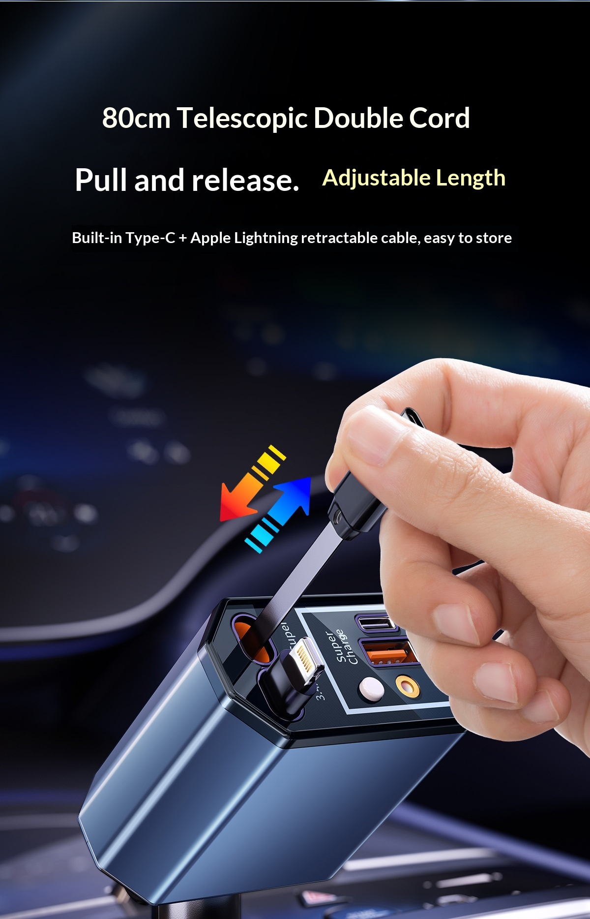 Cargador de Coche de 120W con  - Fast Charging Cable reseña y precio